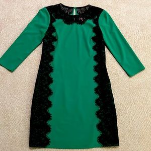 Ted Baker London green dress with black lace detail